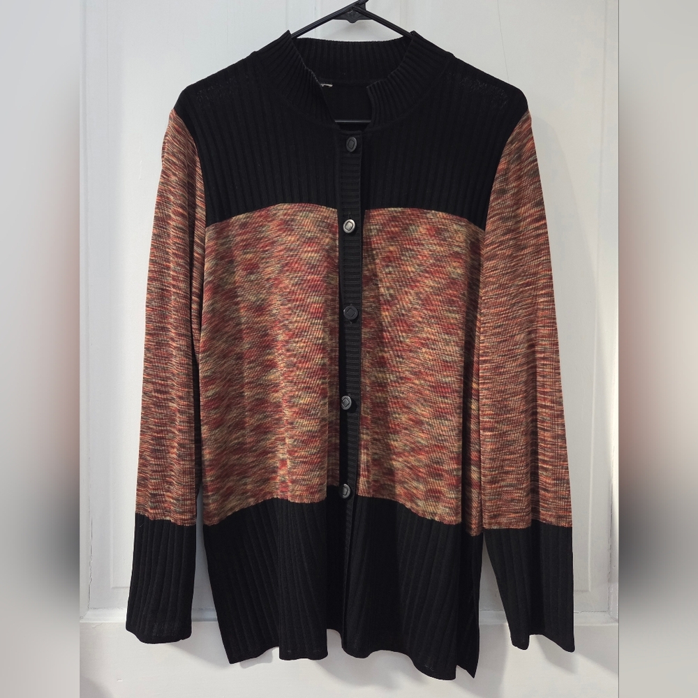 Exclusively Misook Button Down Knit Cardigan M/L - image 1